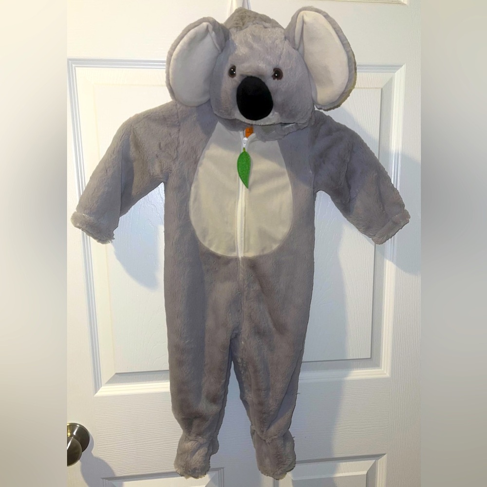 Halloween Spooked Koala costume 12 Months hooded grey white footed zip unisex